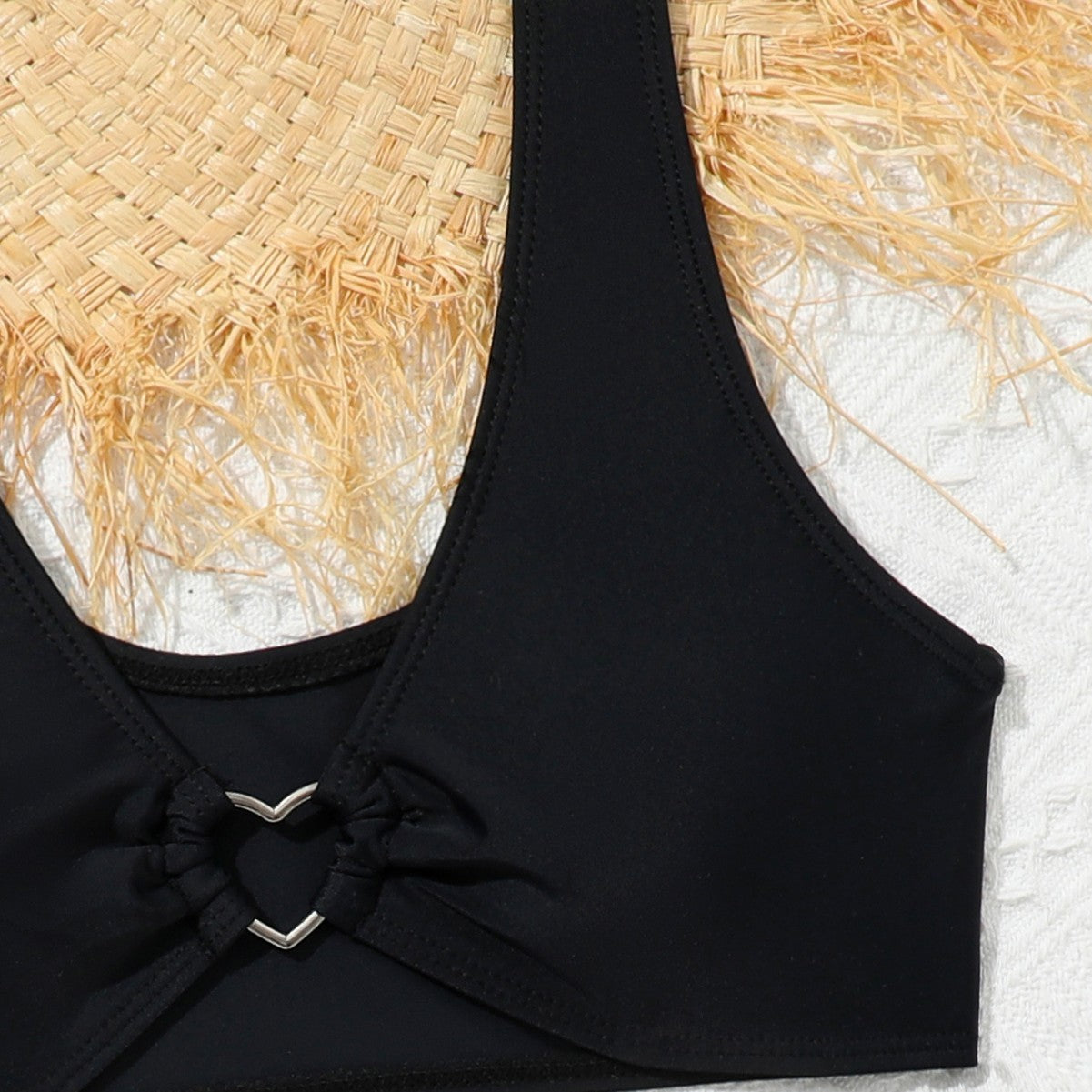 Girls' Split High Waist Medium And Large Children's Swimsuit With Chest Pad