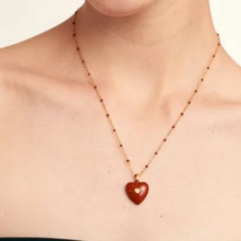 French Love Enamel Pendant Necklace Light Luxury Temperament High Sense