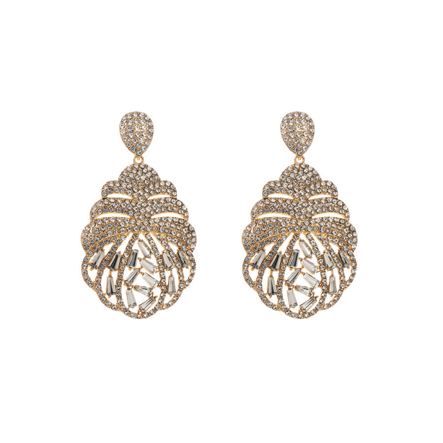 Full Diamond Exaggerated Creative Drop-shaped Flower Earrings