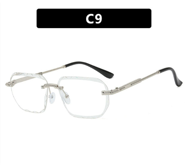 Frameless Trimming Square Small Frame Sunglasses Metal Female