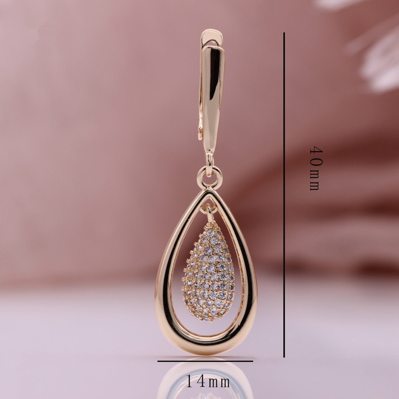 Water Drop Geometry Pine Cone Zircon Earrings