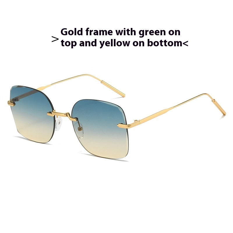 Frameless Trimming Square Metal Fashion Sunglasses