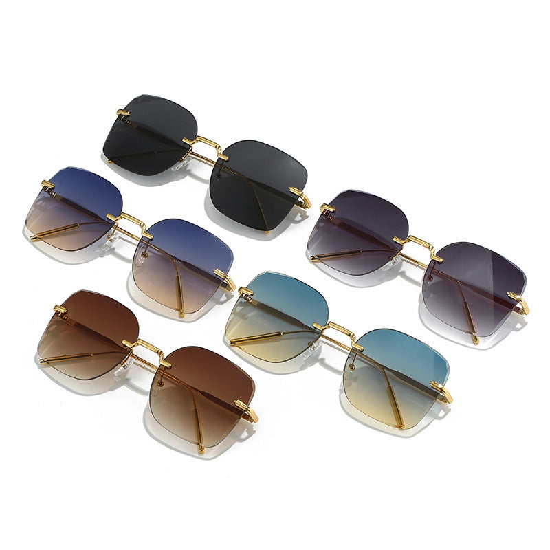 Frameless Trimming Square Metal Fashion Sunglasses