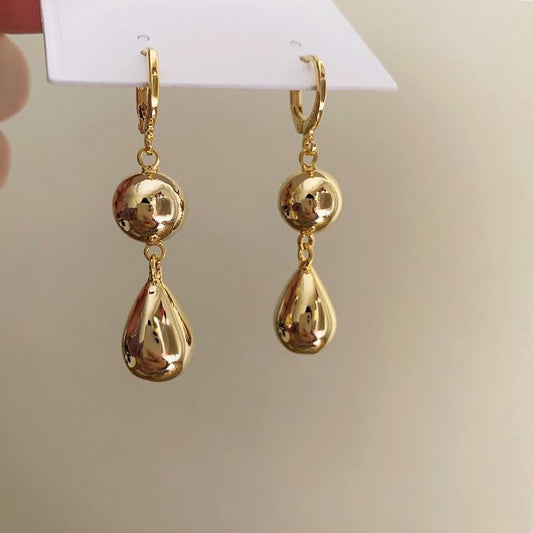 Metal Geometry Water Drop Pendant Earrings