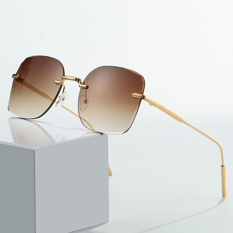 Frameless Trimming Square Metal Fashion Sunglasses