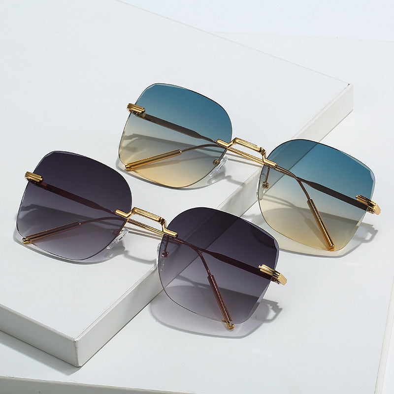 Frameless Trimming Square Metal Fashion Sunglasses