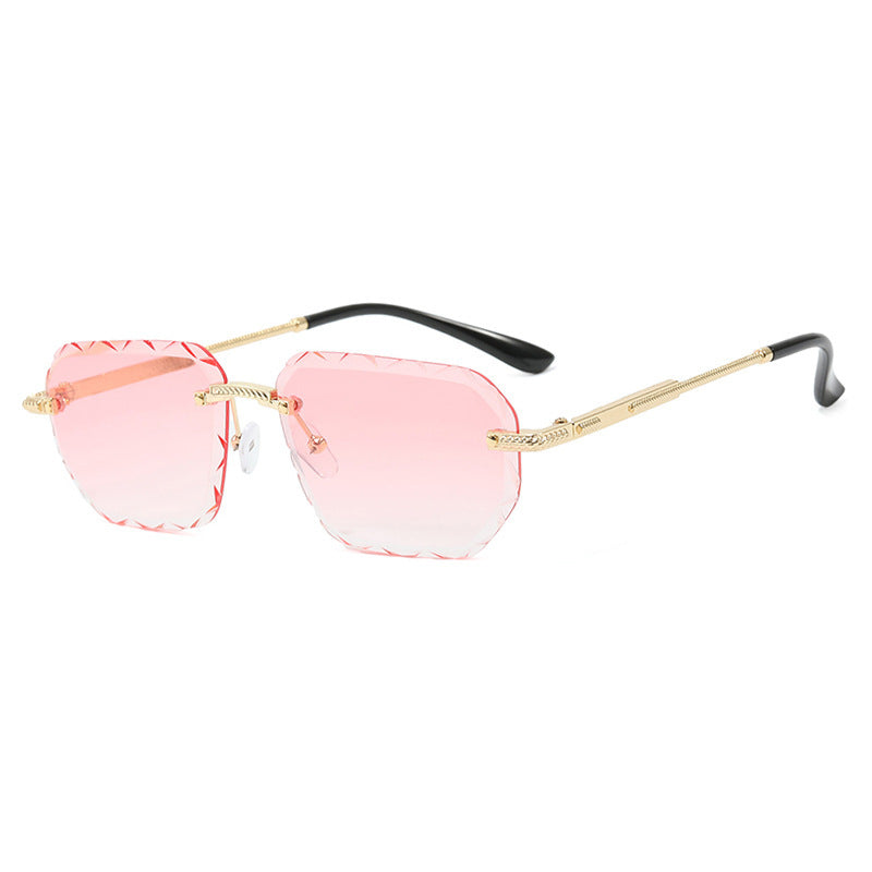 Frameless Trimming Square Small Frame Sunglasses Metal Female
