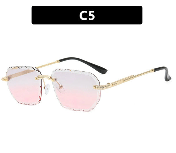 Frameless Trimming Square Small Frame Sunglasses Metal Female
