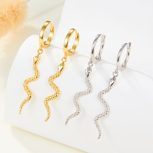 S925 Sterling Silver Small Animal Snake Tassel Earrings