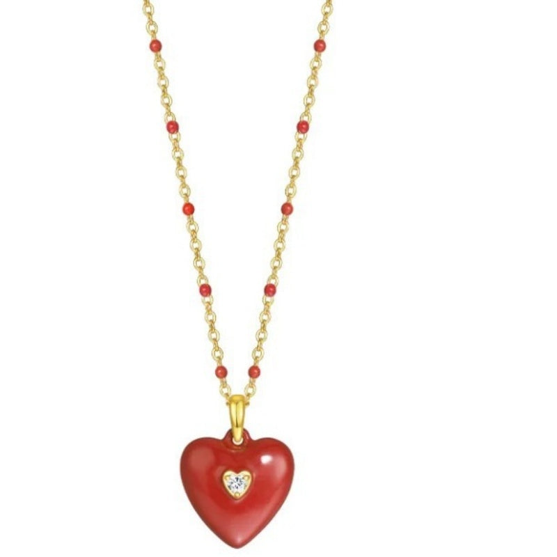 French Love Enamel Pendant Necklace Light Luxury Temperament High Sense