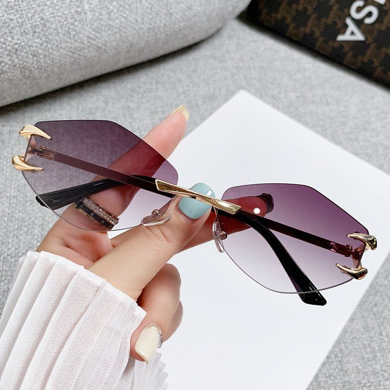 Frameless Grapple Polygonal Sunglasses Hip Hop Trend