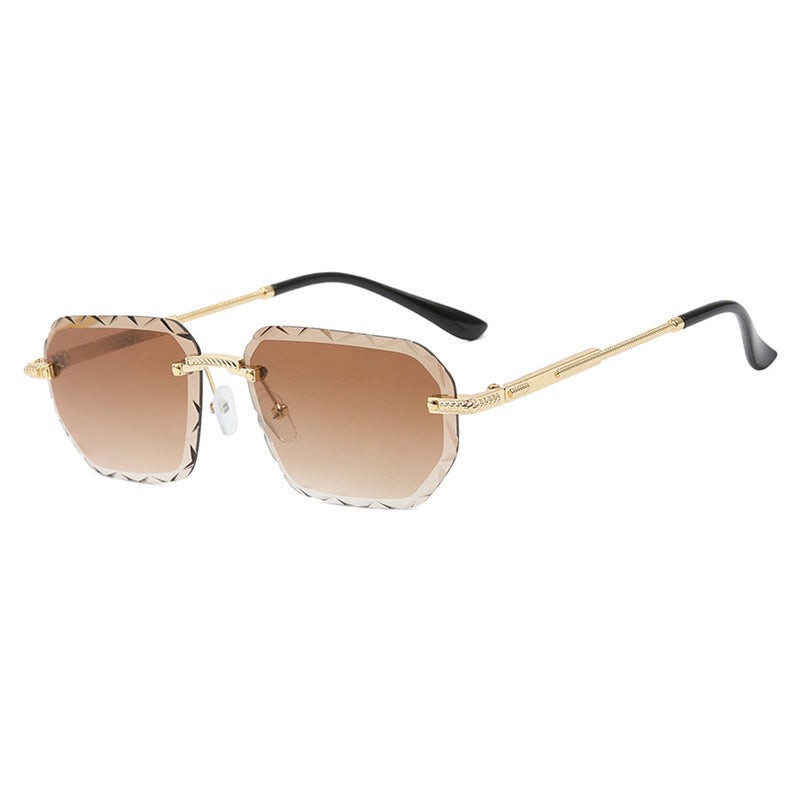 Frameless Trimming Square Small Frame Sunglasses Metal Female