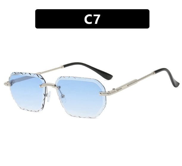 Frameless Trimming Square Small Frame Sunglasses Metal Female