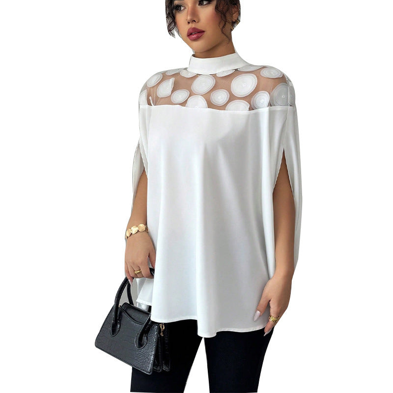 Summer Loose Mesh Off-the-shoulder Shirt For Women