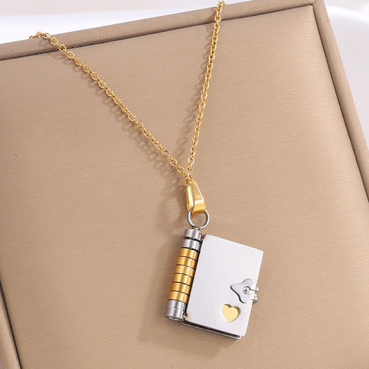 Titanium Steel Girl Love Letter Necklace With Openable Pendant