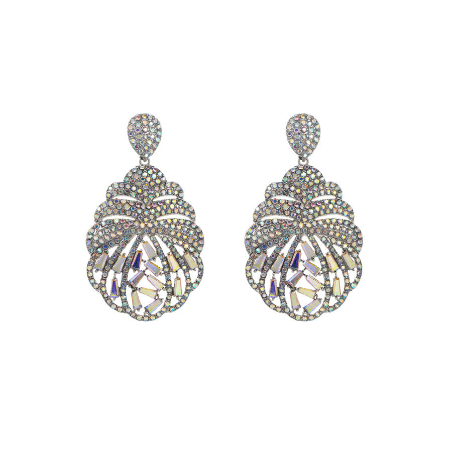 Full Diamond Exaggerated Creative Drop-shaped Flower Earrings