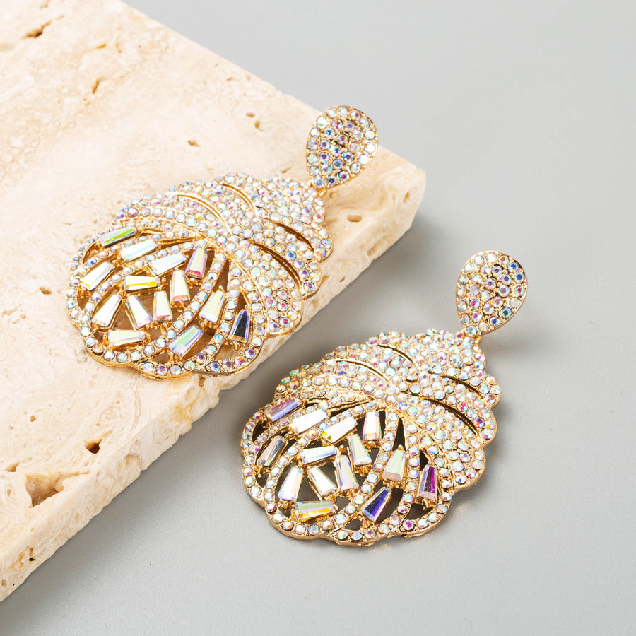 Full Diamond Exaggerated Creative Drop-shaped Flower Earrings