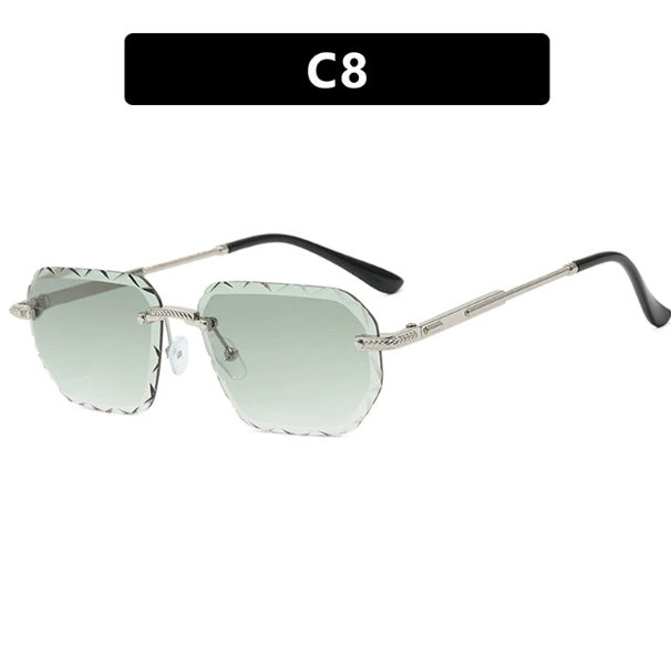 Frameless Trimming Square Small Frame Sunglasses Metal Female