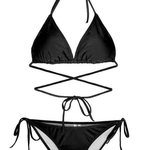 Holiday Triangle Split Women's Sexy Ins Style Lace-up Bikini Swimsuit