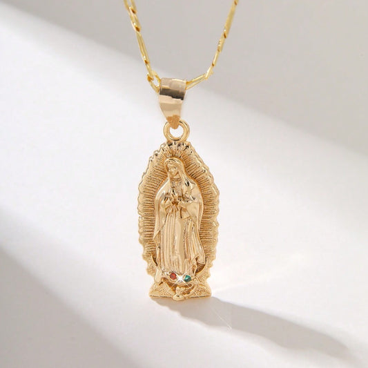 Ornament Necklace Gold Color Zirconium Jesus