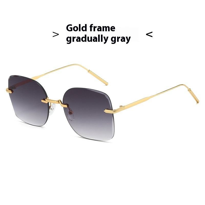 Frameless Trimming Square Metal Fashion Sunglasses