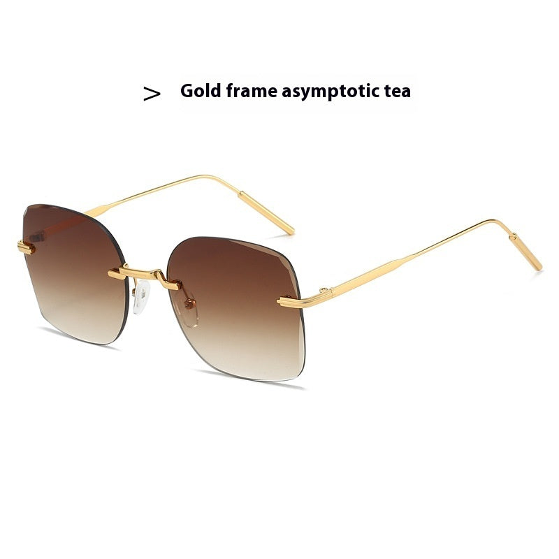 Frameless Trimming Square Metal Fashion Sunglasses