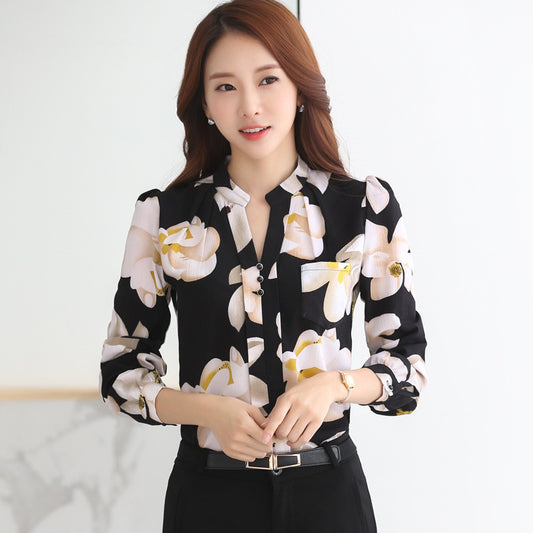 Women's Korean-style Long-sleeved Chiffon Shirt